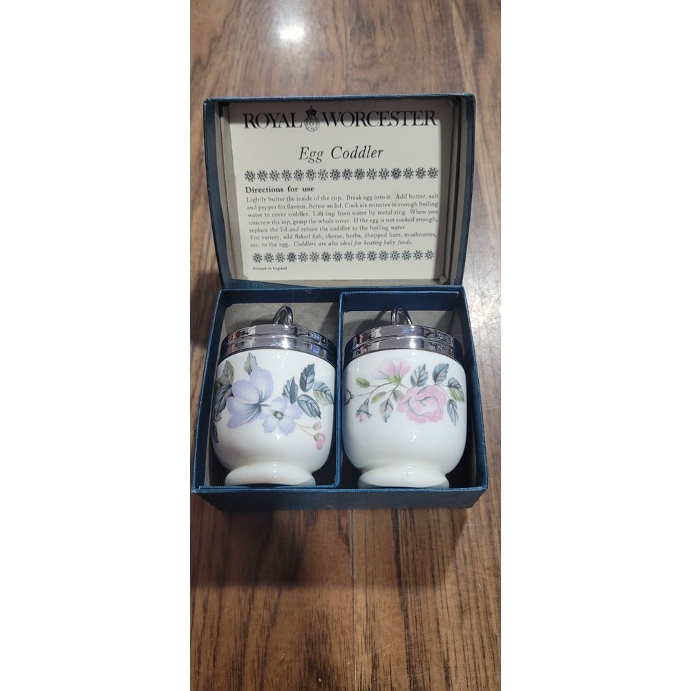 Pair Royal Worcester Porcelain England Egg Coddlers Coddler Cookware